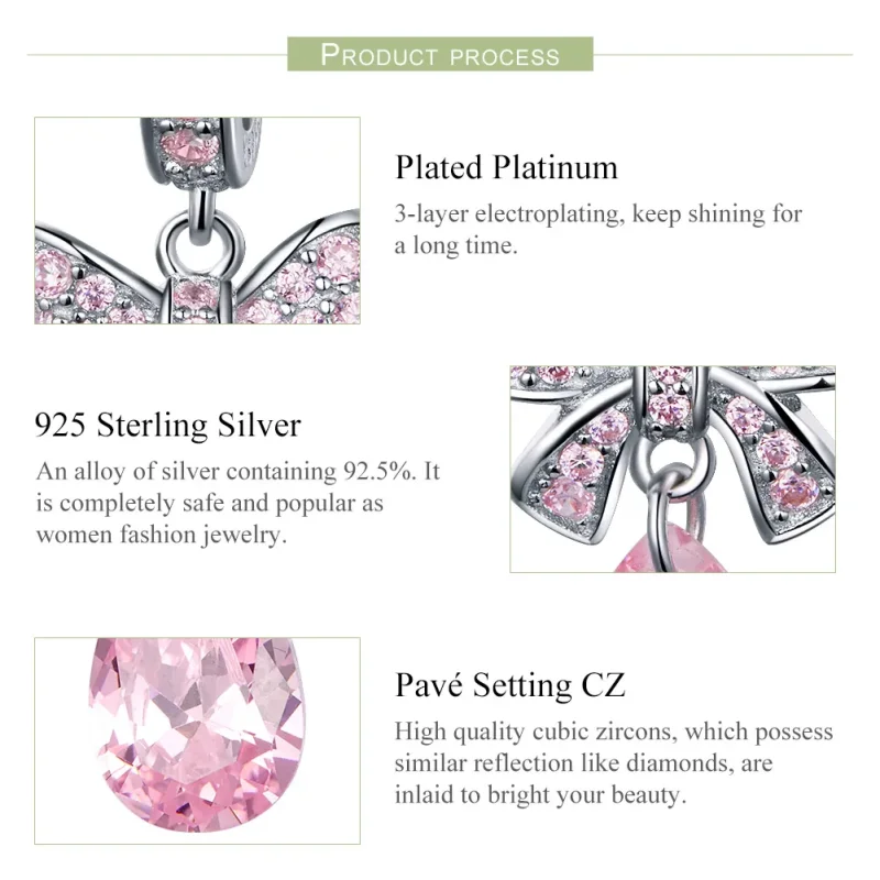 (bilde for) Pandora Style Sølv Rosa Sløyfe Dingle Charm - SCC1074 - Vis 4