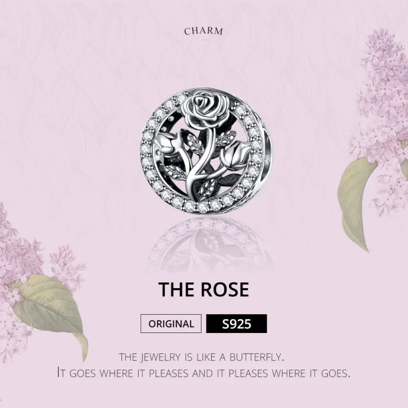 (bilde for) Pandora Style Sølv Rose Blomster Charm - SCC1189 - Vis 2