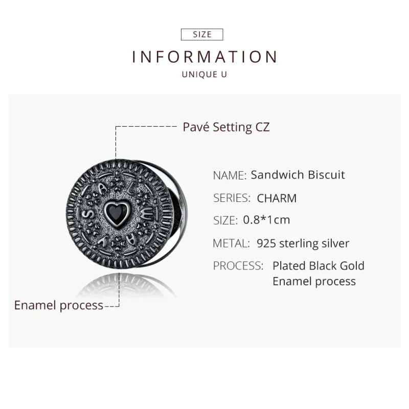 (bilde for) Pandora Style Sølv Sndwich Kjeks Charm - BSC352 - Vis 8