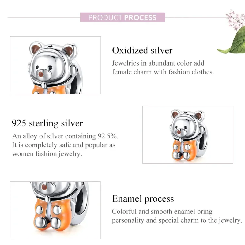 (bilde for) Pandora Style Sølv Space Bear Charm - SCC1693 - Vis 8