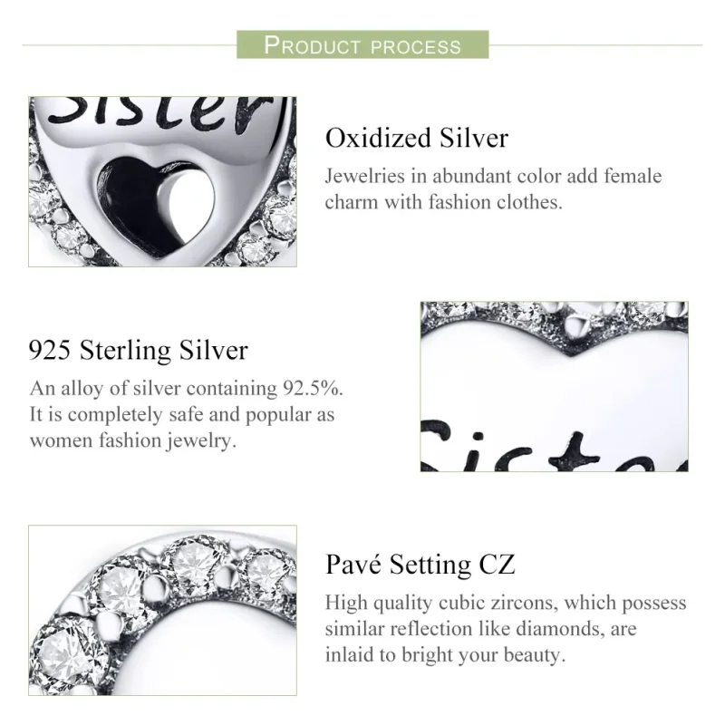 (bilde for) Pandora Style Sølv Søster Charm - SCC1141 - Vis 4