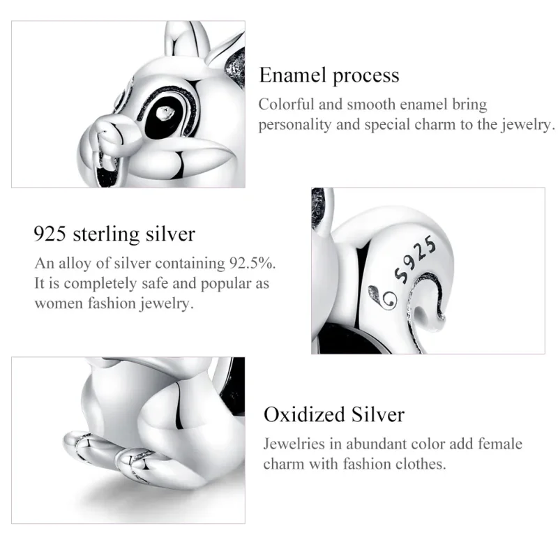 (bilde for) Pandora Style Sølv Søt Ekorn Charm - BSC338 - Vis 7