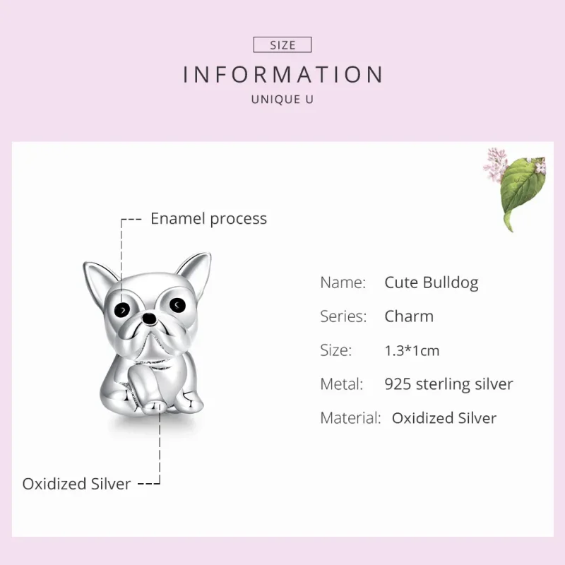 (bilde for) Pandora Style Sølv Søt Frenchie Bulldog Charm - SCC1599 - Vis 7