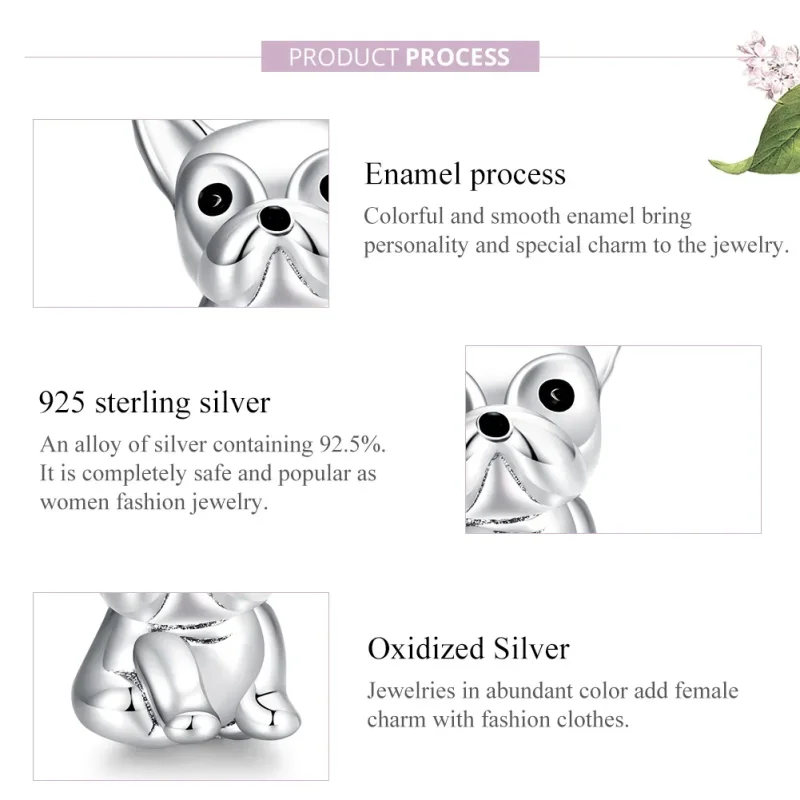 (bilde for) Pandora Style Sølv Søt Frenchie Bulldog Charm - SCC1599 - Vis 8