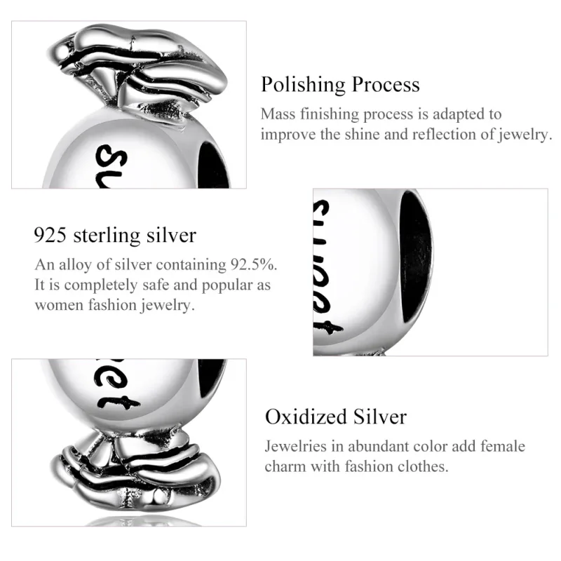 (bilde for) Pandora Style Sølv Søt Godteri Charm - BSC353 - Vis 7