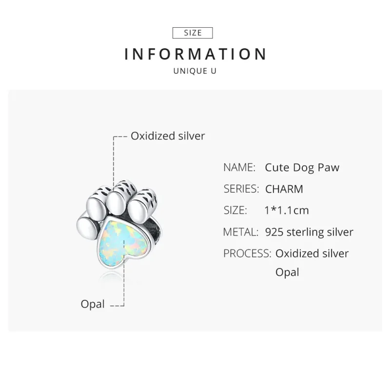 (bilde for) Pandora Style Sølv Søt Hundepote Charm - SCC1676 - Vis 8