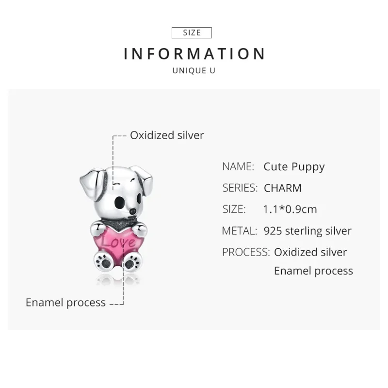 (bilde for) Pandora Style Sølv Søt Puppy Charm - SCC1677 - Vis 8