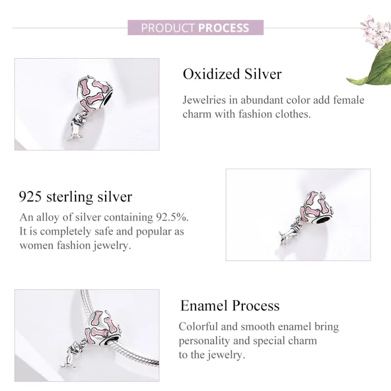 (bilde for) Pandora Style Sølv Søt Puppy Dangle Charm - SCC1199 - Vis 4