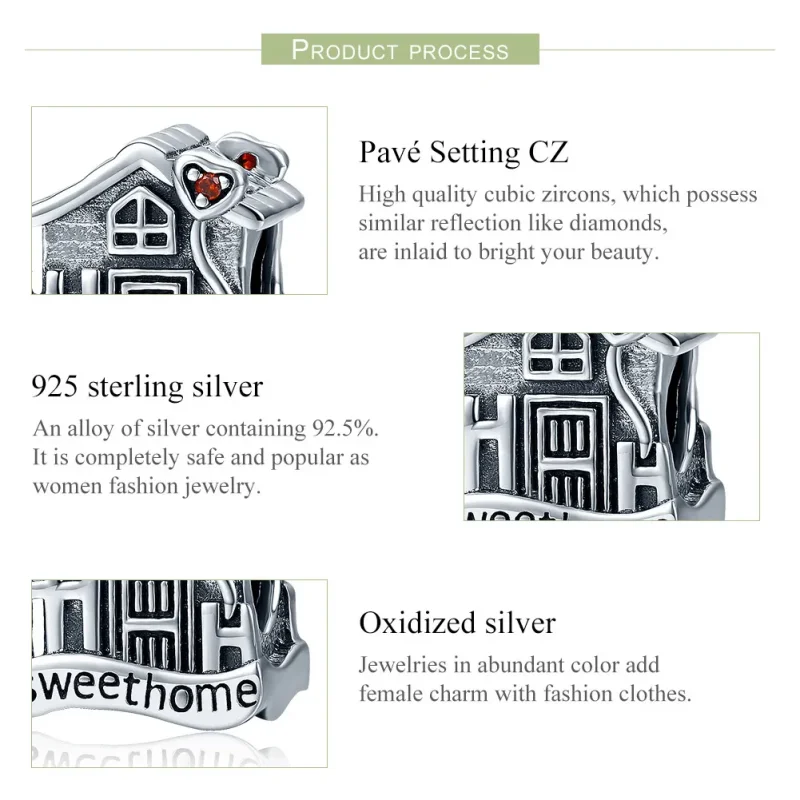(bilde for) Pandora Style Sølv Sweethome Charm - SCC416 - Vis 6