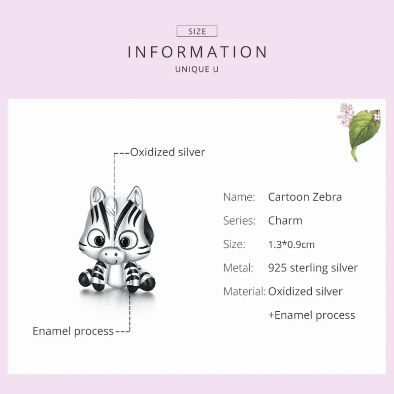 (bilde for) Pandora Style Sølv tegneserie Zebra Charm - BSC387 - Vis 7