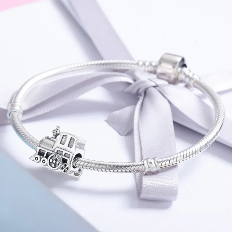 (bilde for) Pandora Style Sølv Vintage Train Charm - SCC507 - Vis 4
