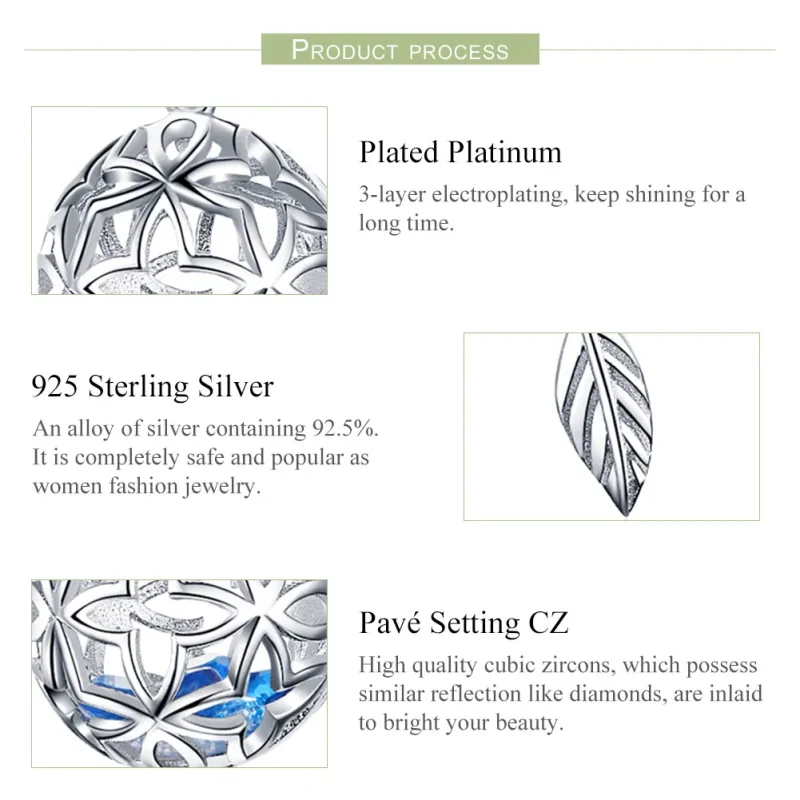 (bilde for) Pandora Style Sølvbevart Flower Dingle - SCC1123 - Vis 6