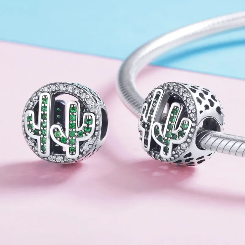 (bilde for) Pandora Style Sølvgrønn Vibrant Cactus Charm - SCC918 - Vis 4