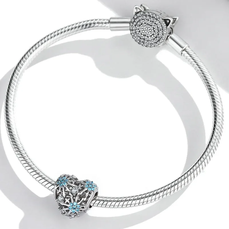 (bilde for) Pandora Style Snowflake Heart Charm - BSC530 - Vis 3