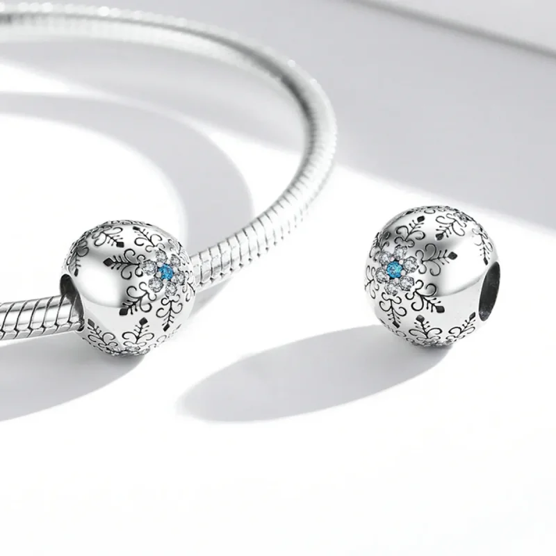 (bilde for) Pandora Style Snowflakes Charm - BSC513 - Vis 4