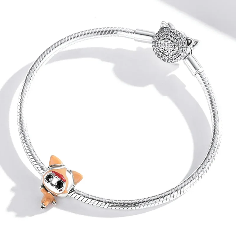 (bilde for) Pandora Style Space Cat Doll Charm - SCC1941 - Vis 4