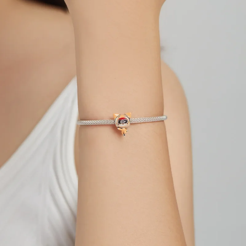 (bilde for) Pandora Style Space Cat Doll Charm - SCC1941 - Vis 5