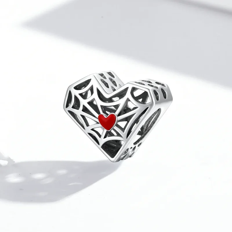 (bilde for) Pandora Style Spider Web Heart Charm - SCC1958 - Vis 2