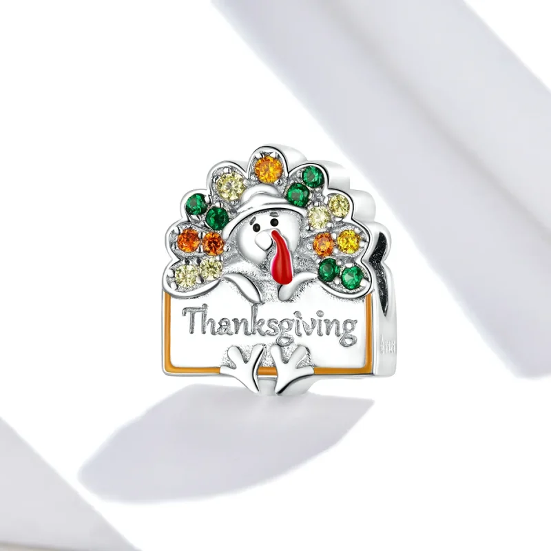 (bilde for) Pandora Style Thanksgiving Kalkun Charm - BSC339 - Vis 2
