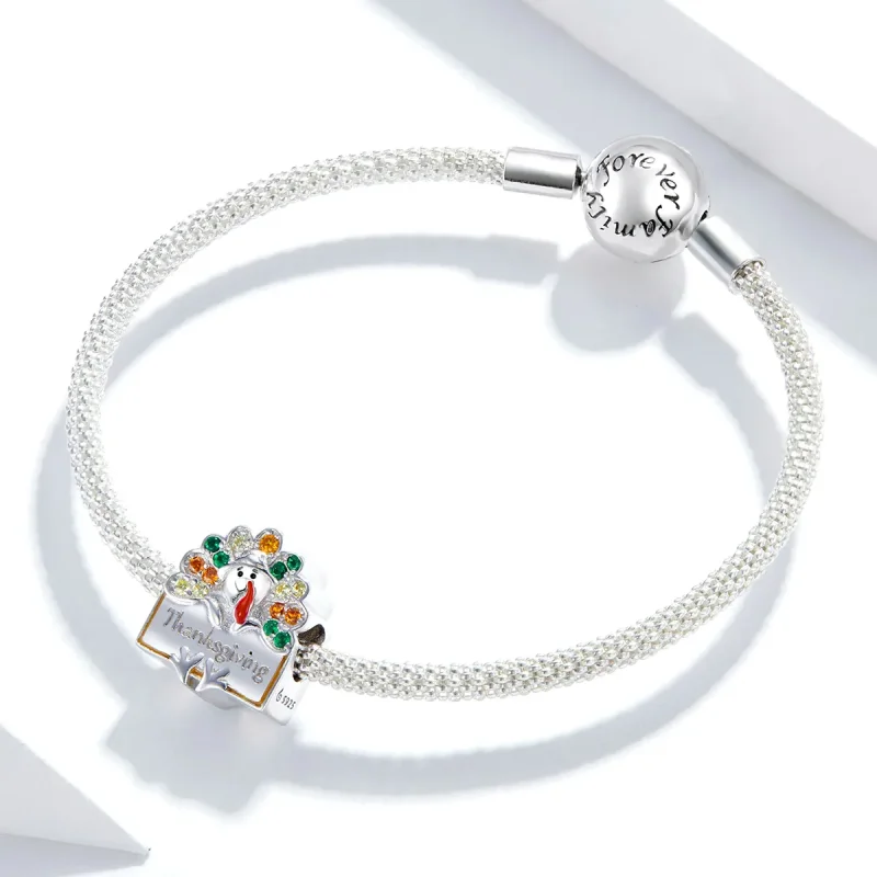 (bilde for) Pandora Style Thanksgiving Kalkun Charm - BSC339 - Vis 3