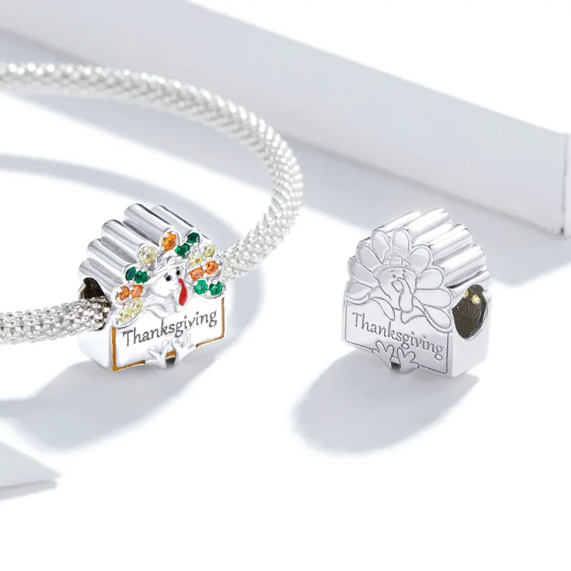 (bilde for) Pandora Style Thanksgiving Kalkun Charm - BSC339 - Vis 4