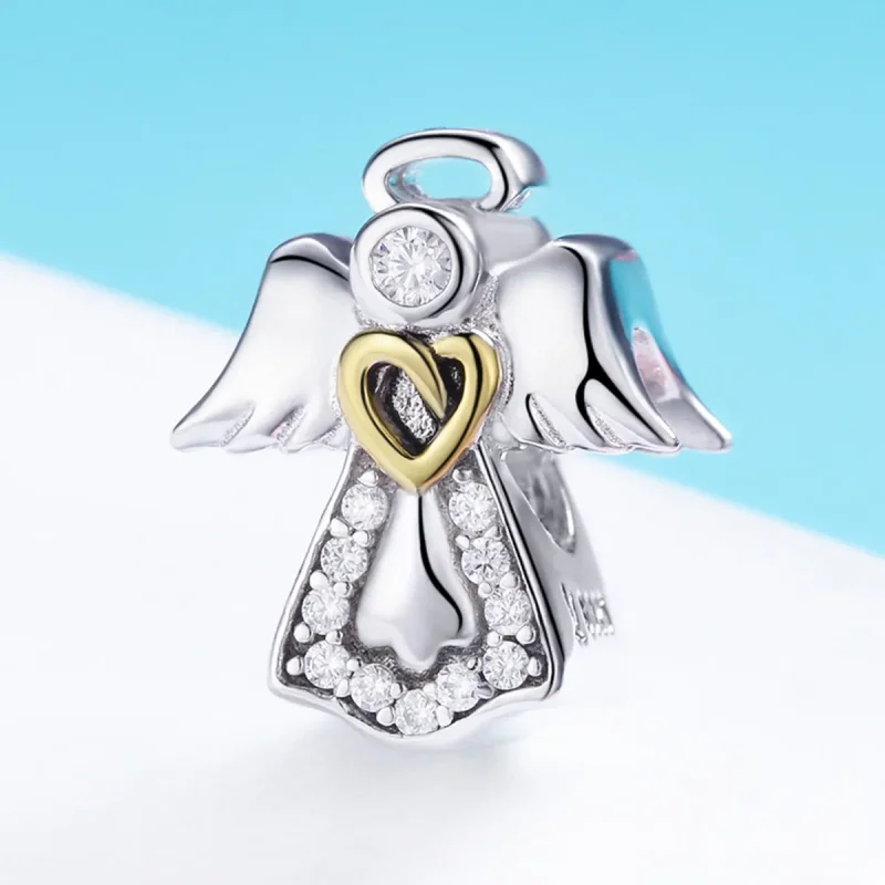(bilde for) Pandora Style Two Tone Bicolor Guardian Angel Charm - SCC747 - Vis 2