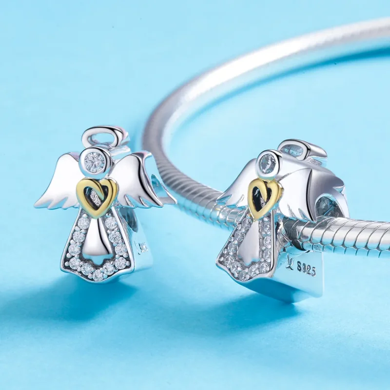 (bilde for) Pandora Style Two Tone Bicolor Guardian Angel Charm - SCC747 - Vis 4