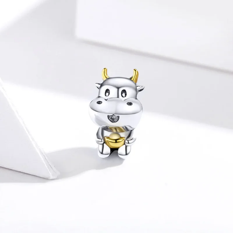 (bilde for) Pandora Style Two Tone Bicolor Lucky Cow Charm - SCC1709 - Vis 2
