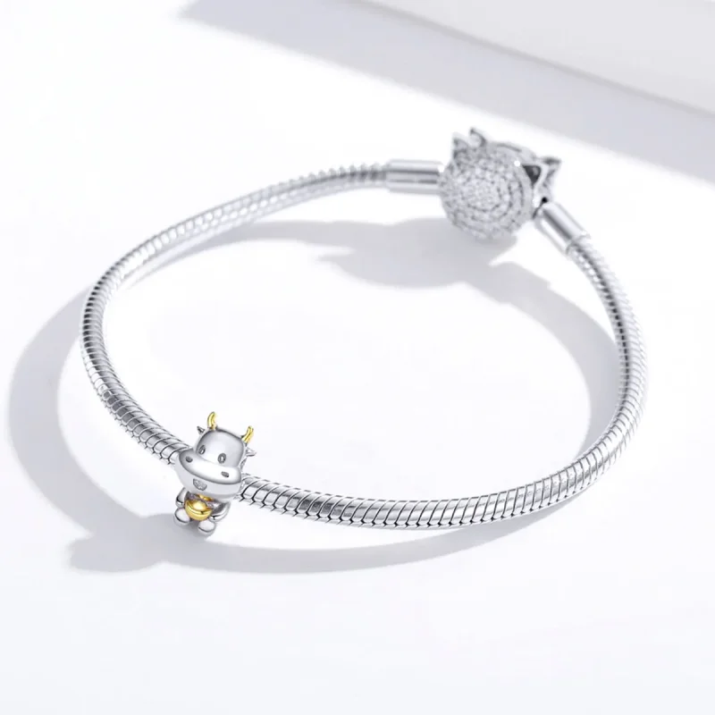 (bilde for) Pandora Style Two Tone Bicolor Lucky Cow Charm - SCC1709 - Vis 3