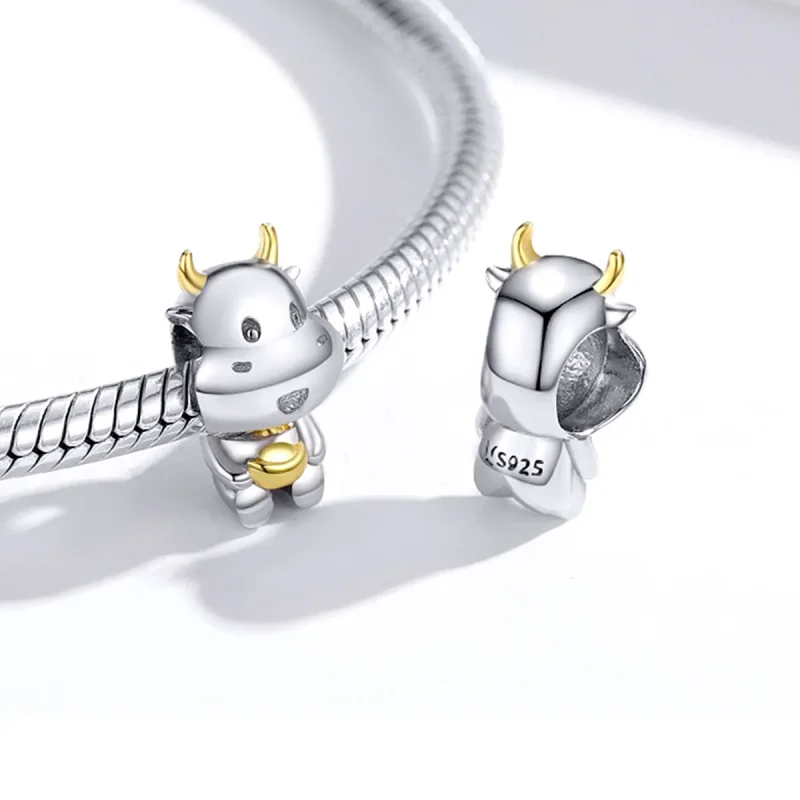 (bilde for) Pandora Style Two Tone Bicolor Lucky Cow Charm - SCC1709 - Vis 4