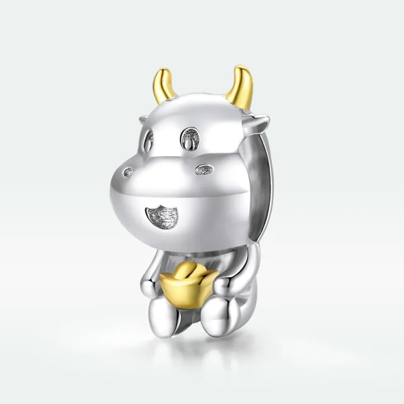 (bilde for) Pandora Style Two Tone Bicolor Lucky Cow Charm - SCC1709 - Vis 5