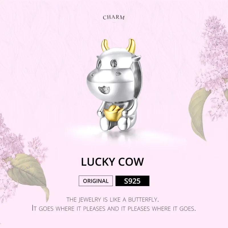 (bilde for) Pandora Style Two Tone Bicolor Lucky Cow Charm - SCC1709 - Vis 6