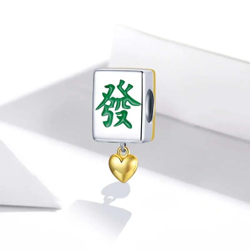 (bilde for) Pandora Style Two Tone Bicolor Mahjong Tiles Charm - SCC1751 - Vis 2