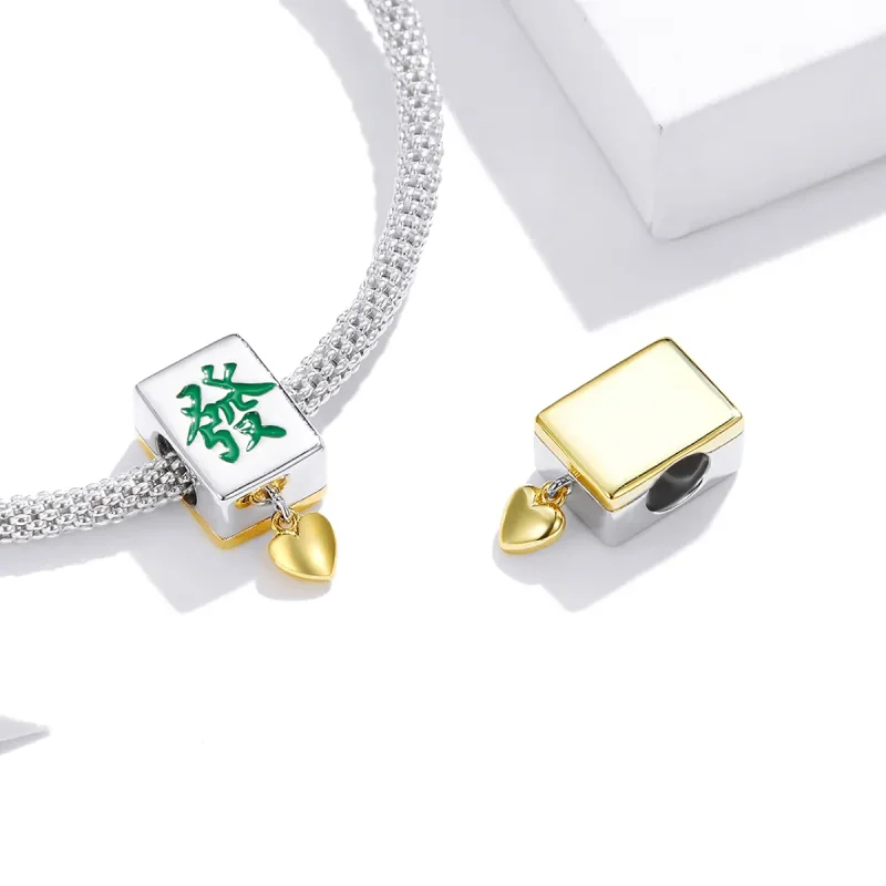 (bilde for) Pandora Style Two Tone Bicolor Mahjong Tiles Charm - SCC1751 - Vis 4