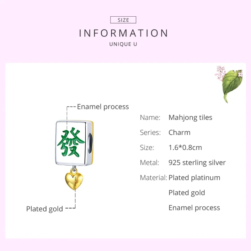 (bilde for) Pandora Style Two Tone Bicolor Mahjong Tiles Charm - SCC1751 - Vis 7