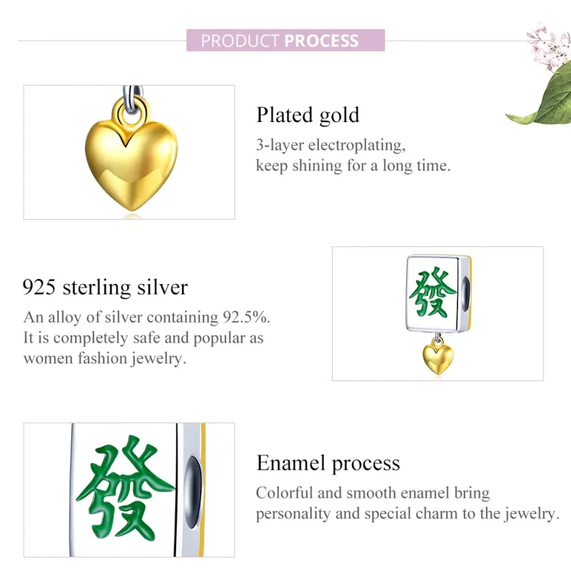 (bilde for) Pandora Style Two Tone Bicolor Mahjong Tiles Charm - SCC1751 - Vis 8
