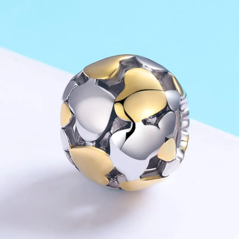 (bilde for) Pandora Style Two Tone Bicolor My Heart Is Bright Charm - SCC537 - Vis 3