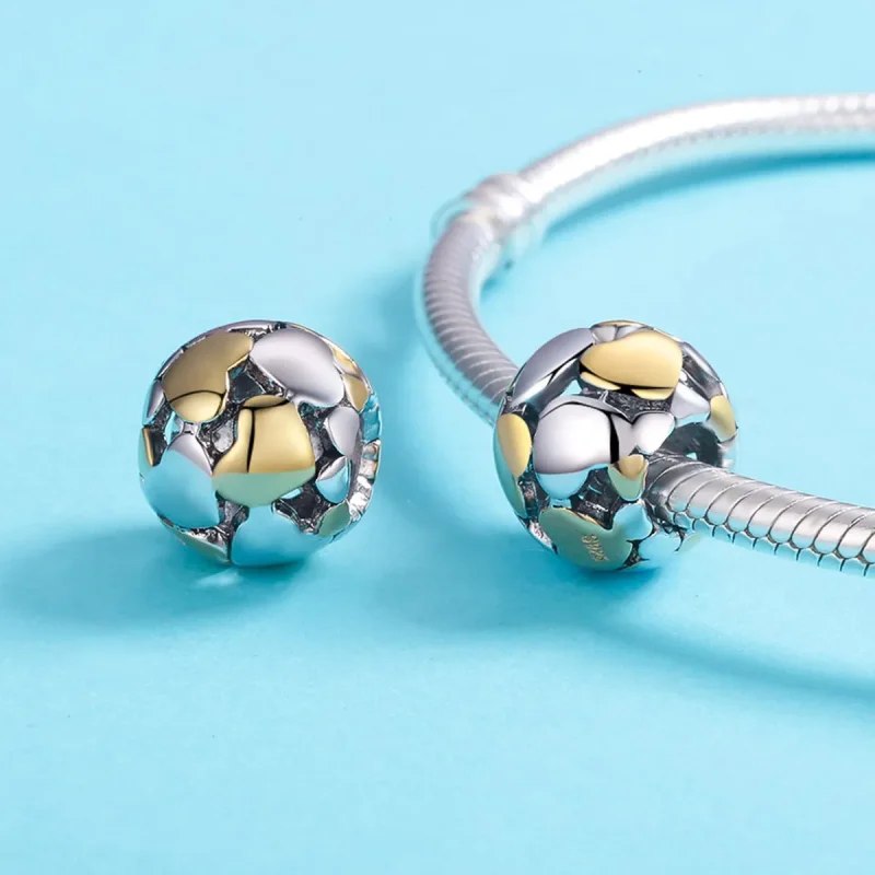 (bilde for) Pandora Style Two Tone Bicolor My Heart Is Bright Charm - SCC537 - Vis 5
