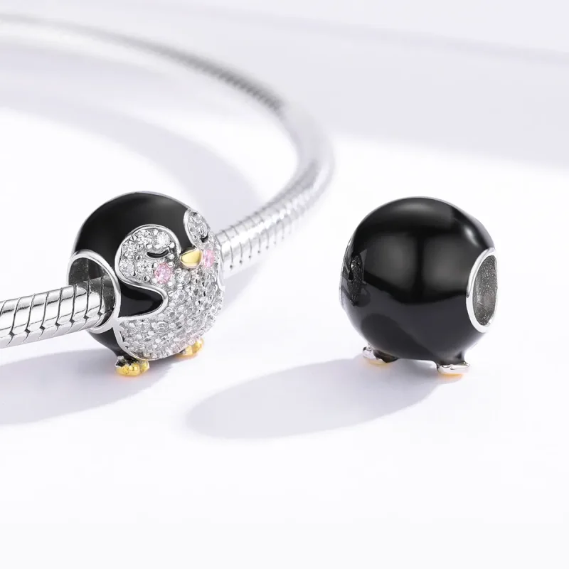 (bilde for) Pandora Style Two Tone Bicolor Penguin Charm - BSC126 - Vis 4