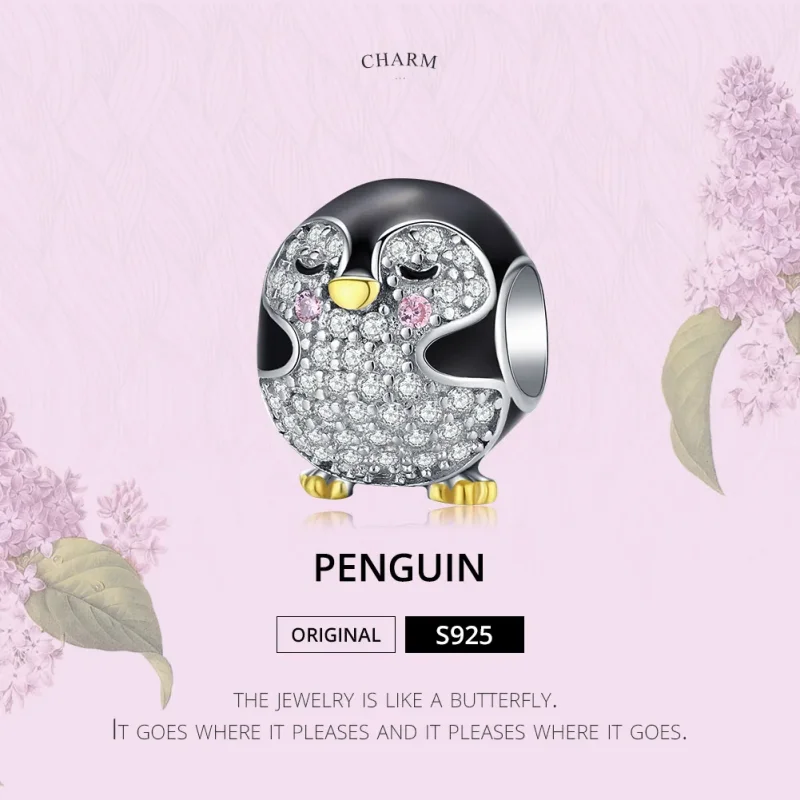 (bilde for) Pandora Style Two Tone Bicolor Penguin Charm - BSC126 - Vis 5