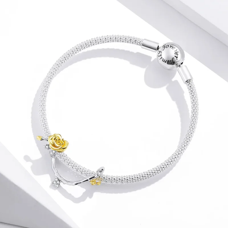(bilde for) Pandora Style Two Tone Bicolor Rose Vines Charm - BSC322 - Vis 3