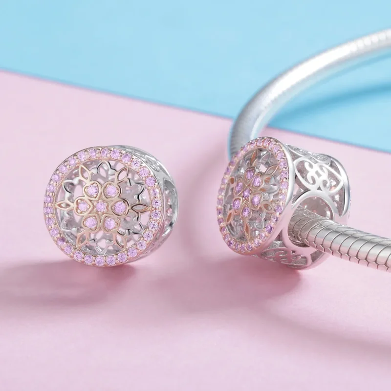 (bilde for) Pandora Style Two Tone Blooming Bud Charm - SCC923 - Vis 4