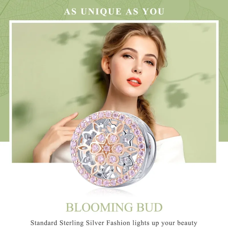 (bilde for) Pandora Style Two Tone Blooming Bud Charm - SCC923 - Vis 6