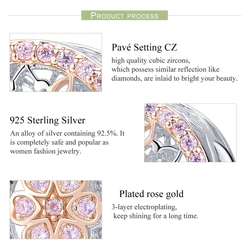 (bilde for) Pandora Style Two Tone Blooming Bud Charm - SCC923 - Vis 7