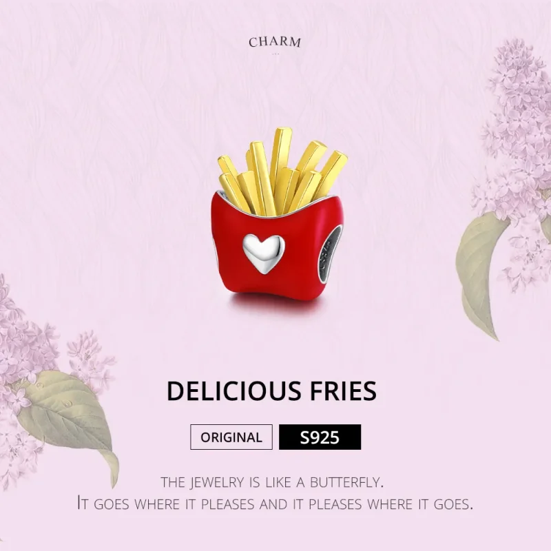 (bilde for) Pandora Style Two Tone Delicious Fries Charm - SCC1606 - Vis 6