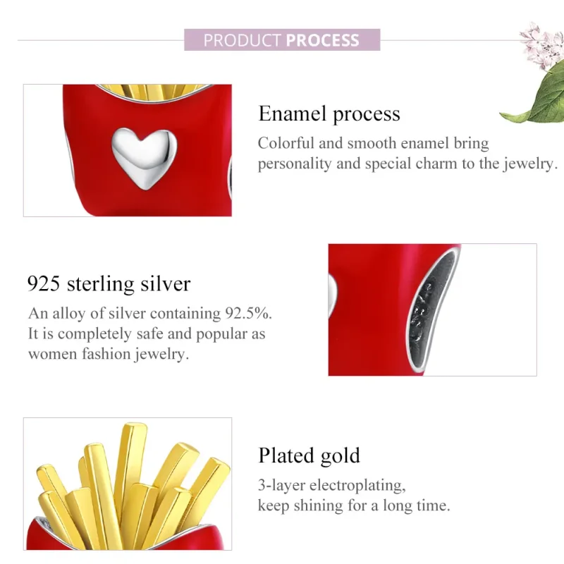 (bilde for) Pandora Style Two Tone Delicious Fries Charm - SCC1606 - Vis 8