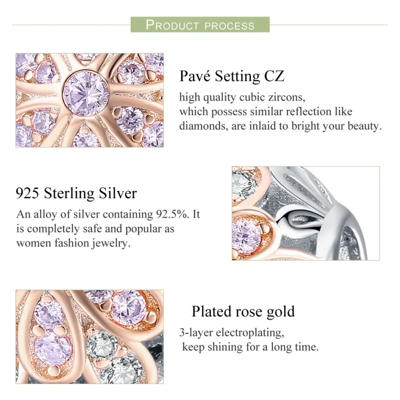 (bilde for) Pandora Style Two Tone Flowers Charm - SCC922 - Vis 7