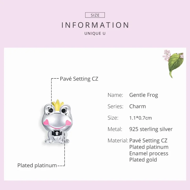 (bilde for) Pandora Style Two Tone Gentle Frog Charm - SCC1769 - Vis 7