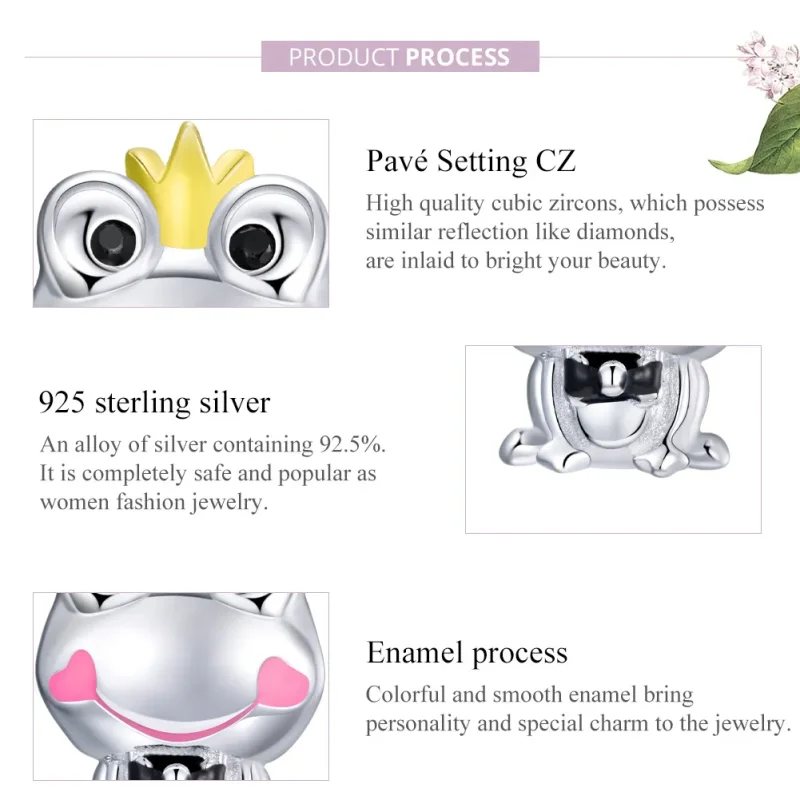 (bilde for) Pandora Style Two Tone Gentle Frog Charm - SCC1769 - Vis 8