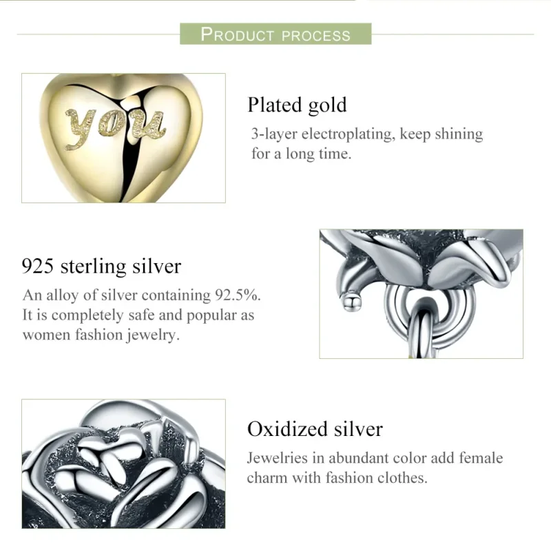 (bilde for) Pandora Style Two Tone I Love You Charm - SCC455 - Vis 7